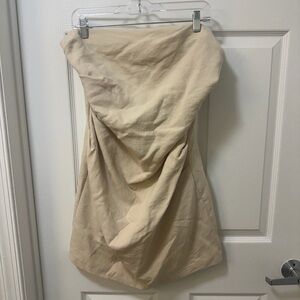 CBK Strapless Draped Tan Cocktail Dress